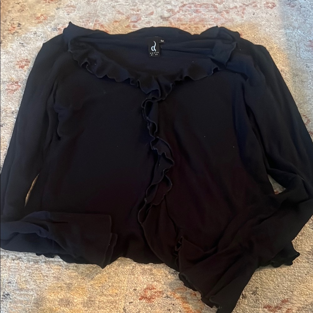 Delicious Black Ruffled Blouse